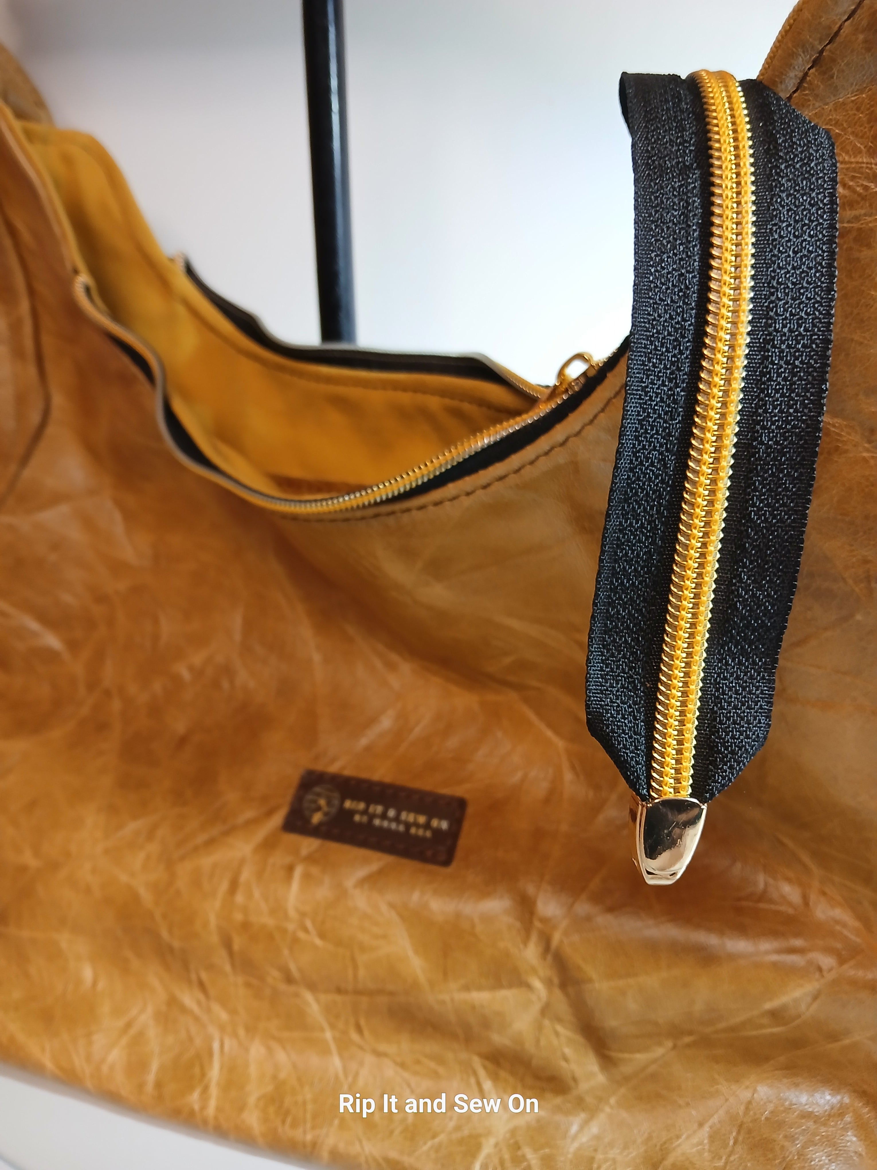 Leather brown hobo bag