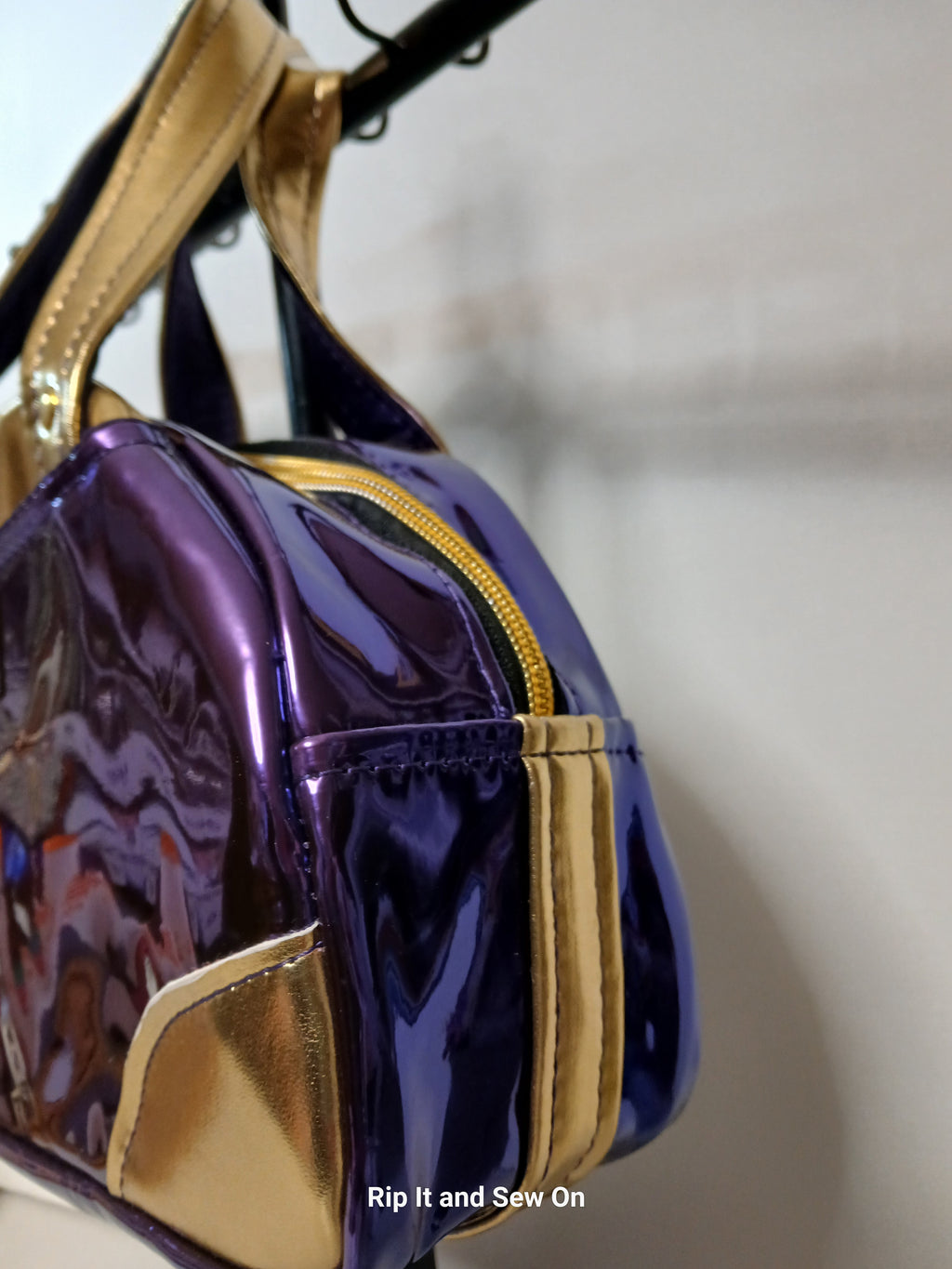 Shiny Purple Gold Bowler Bag