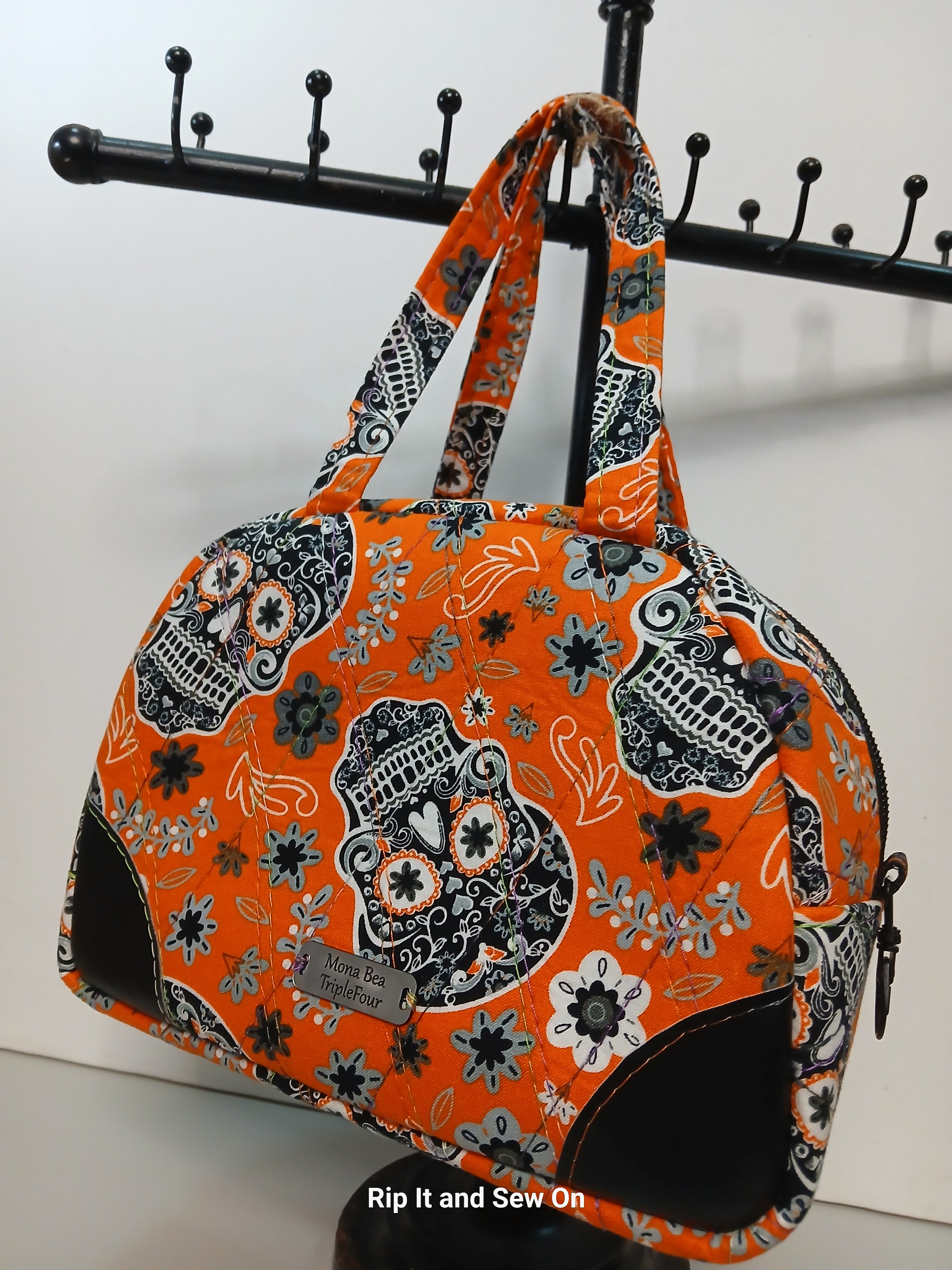 Quilted Day of Dead Bowler Bag