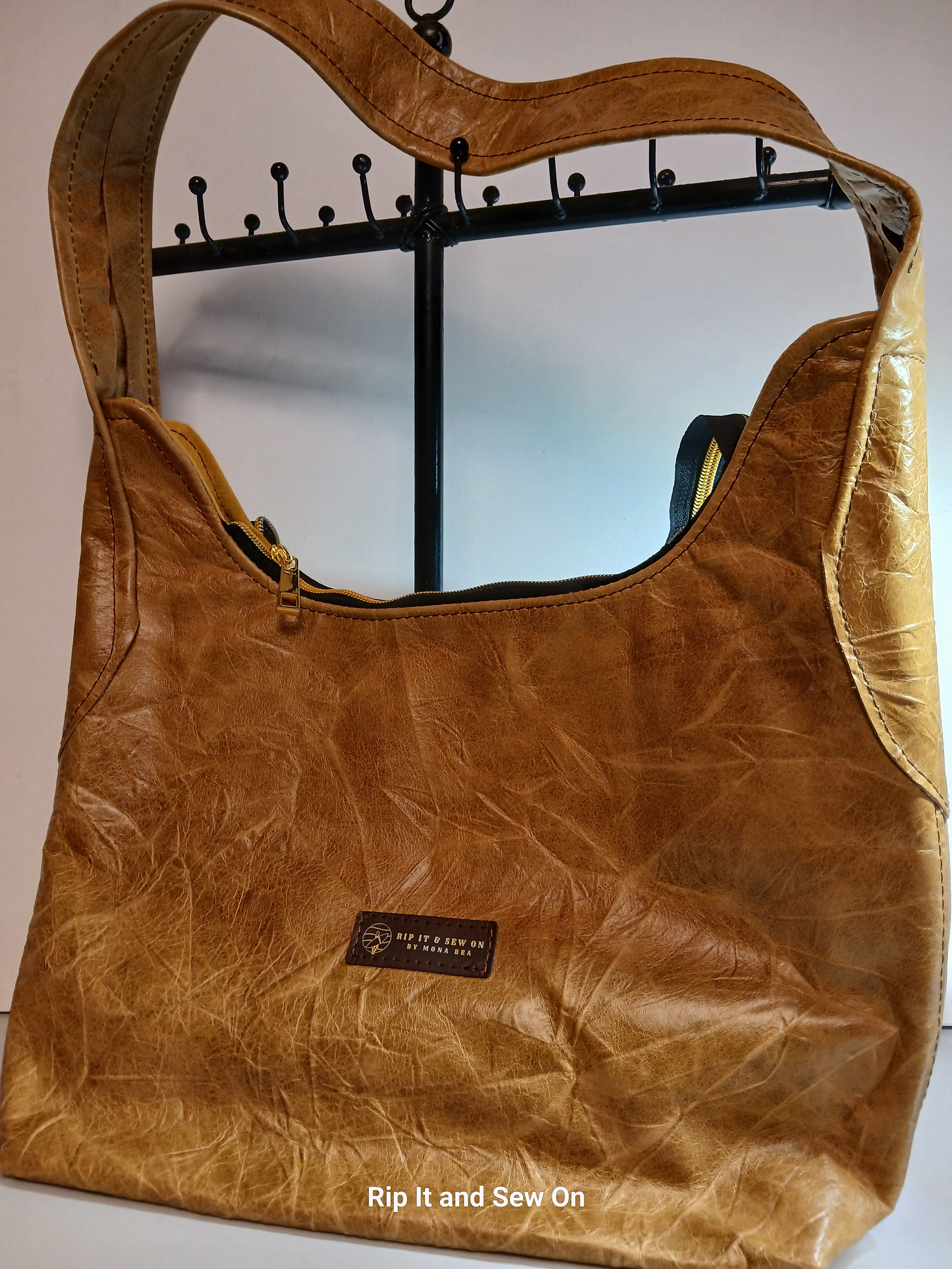 Leather brown hobo bag