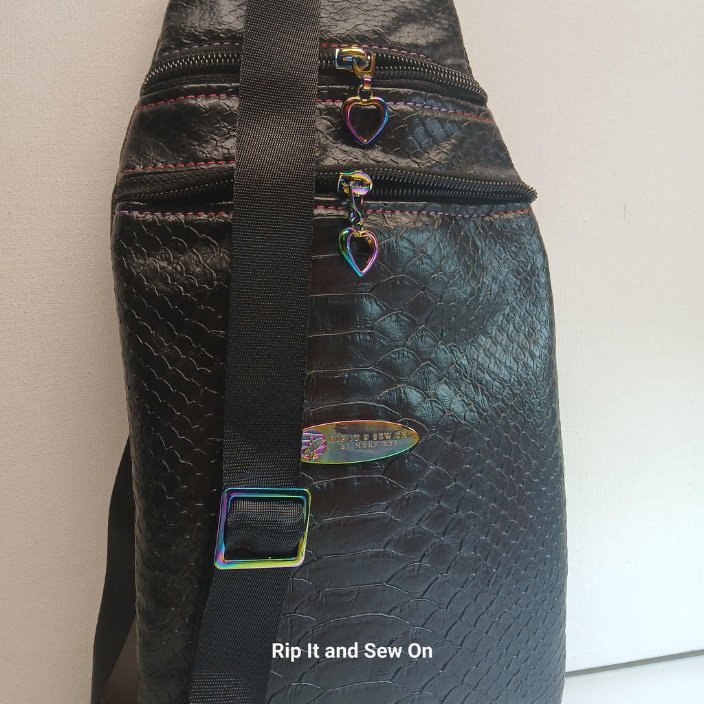 Black crocodile Crossbody