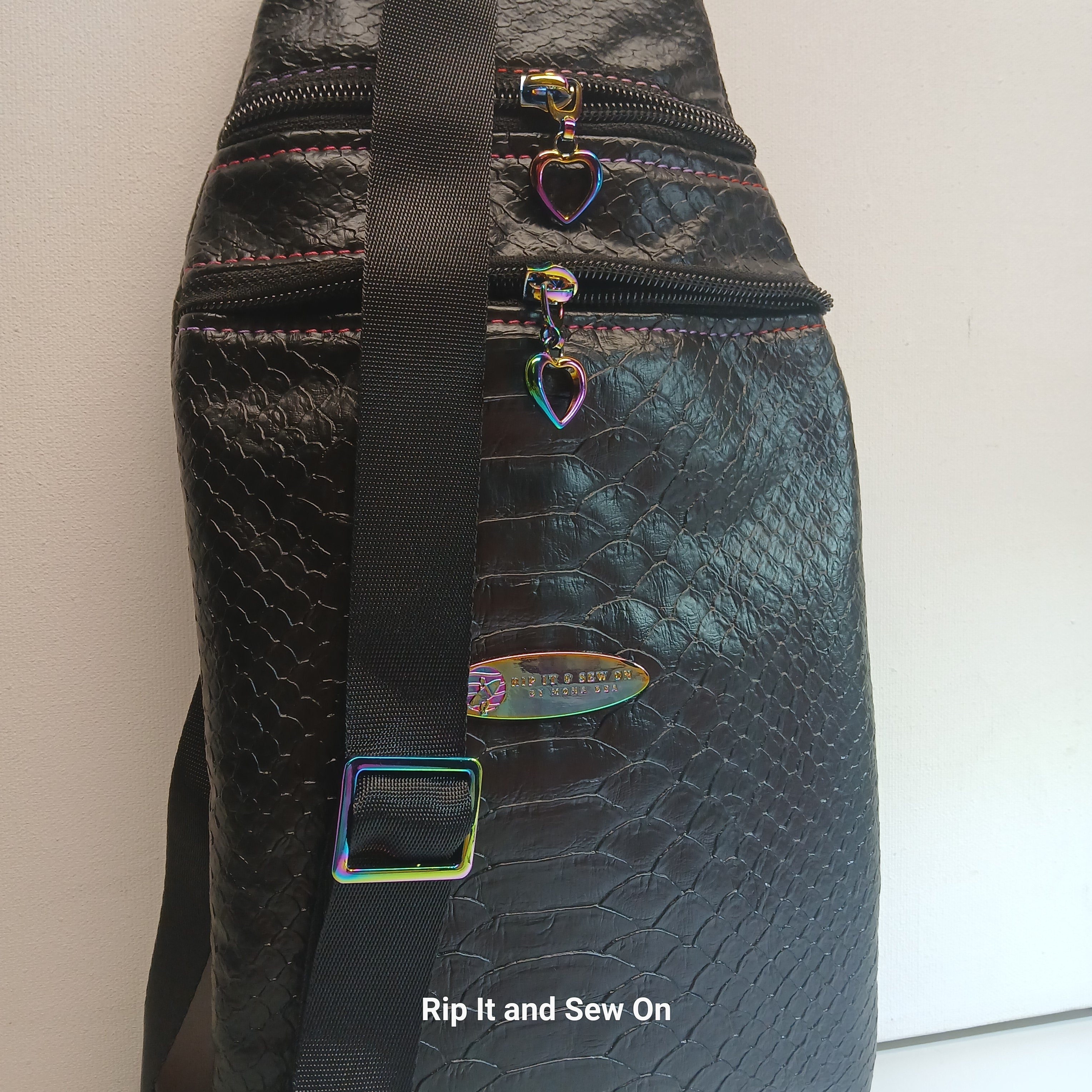 Black crocodile Crossbody